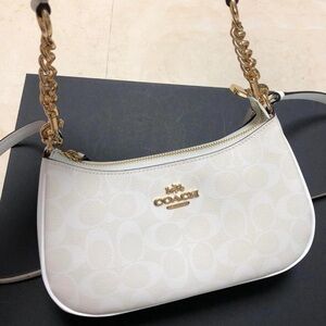Coach Cream and Gold Shoulder Bag